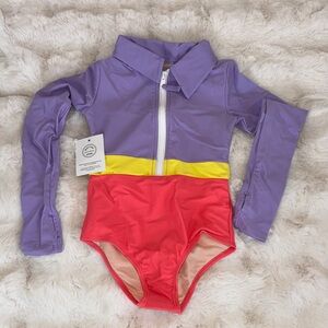 Mott50 Purple, Yellow, and Red Kids Swim Rashguard